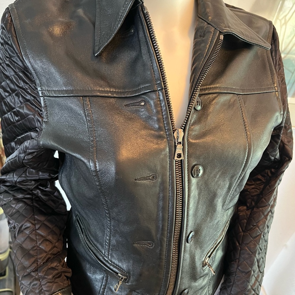 90's John Richmond Black Leather Jacket Size Small